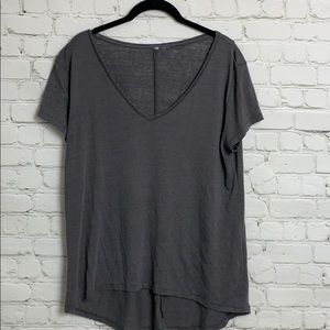 Slub knit v neck t shirt